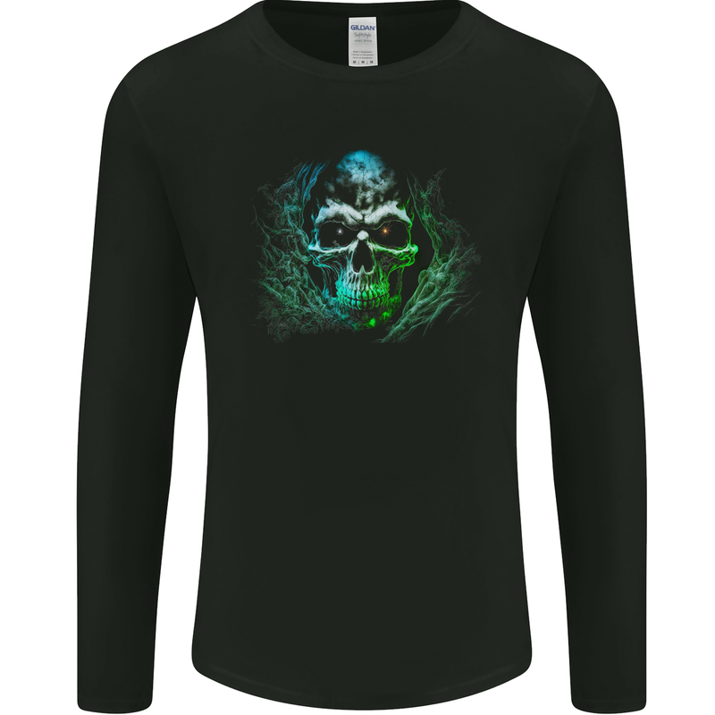 Twinkle Eyes Evil Skull Mens Long Sleeve T-Shirt Black