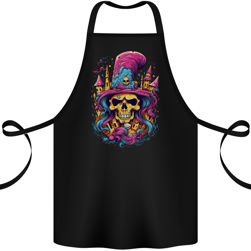 Twisted Skull LSD Fantasy Magic Mushrooms Cotton Apron 100% Organic Black