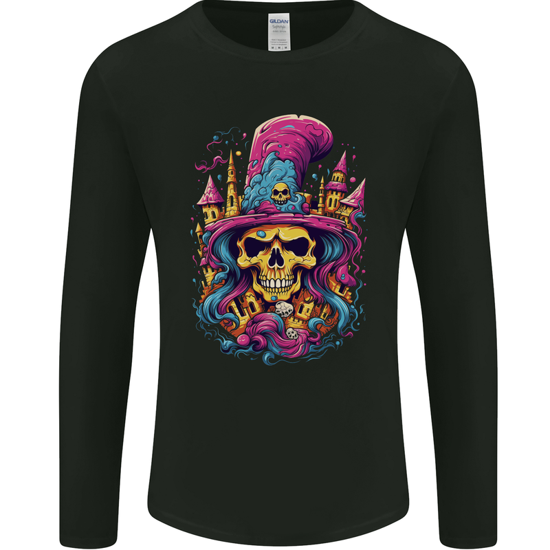Twisted Skull LSD Fantasy Magic Mushrooms Mens Long Sleeve T-Shirt Black