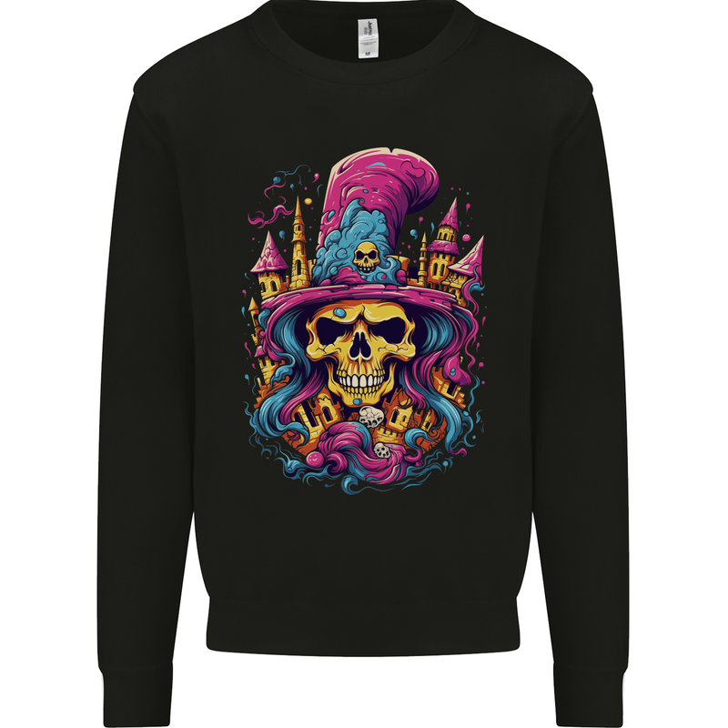 Twisted Skull LSD Fantasy Magic Mushrooms Mens Sweatshirt Jumper Black