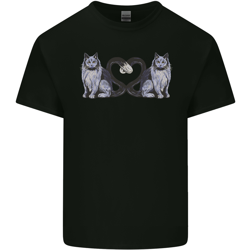 Two Heart Tailed Cats Love Kids T-Shirt Childrens Black