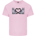 Two Heart Tailed Cats Love Kids T-Shirt Childrens Light Pink