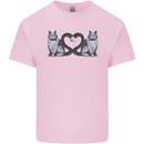 Two Heart Tailed Cats Love Kids T-Shirt Childrens Light Pink