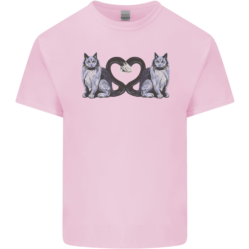 Two Heart Tailed Cats Love Kids T-Shirt Childrens Light Pink