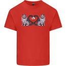 Two Heart Tailed Cats Love Kids T-Shirt Childrens Red