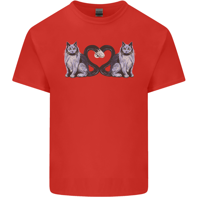 Two Heart Tailed Cats Love Kids T-Shirt Childrens Red
