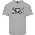 Two Heart Tailed Cats Love Kids T-Shirt Childrens Sports Grey