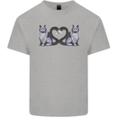 Two Heart Tailed Cats Love Kids T-Shirt Childrens Sports Grey