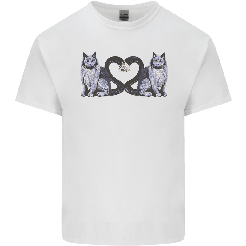 Two Heart Tailed Cats Love Kids T-Shirt Childrens White