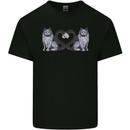 Two Heart Tailed Cats Love Mens Cotton T-Shirt Tee Top Black