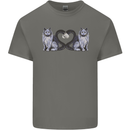 Two Heart Tailed Cats Love Mens Cotton T-Shirt Tee Top Charcoal