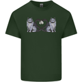 Two Heart Tailed Cats Love Mens Cotton T-Shirt Tee Top Forest Green