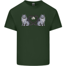 Two Heart Tailed Cats Love Mens Cotton T-Shirt Tee Top Forest Green