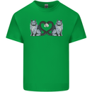 Two Heart Tailed Cats Love Mens Cotton T-Shirt Tee Top Irish Green