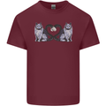 Two Heart Tailed Cats Love Mens Cotton T-Shirt Tee Top Maroon