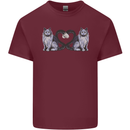 Two Heart Tailed Cats Love Mens Cotton T-Shirt Tee Top Maroon