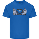 Two Heart Tailed Cats Love Mens Cotton T-Shirt Tee Top Royal Blue