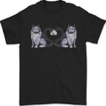 Two Heart Tailed Cats Love Mens T-Shirt 100% Cotton Black