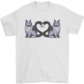 Two Heart Tailed Cats Love Mens T-Shirt 100% Cotton White