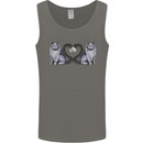 Two Heart Tailed Cats Love Mens Vest Tank Top Charcoal