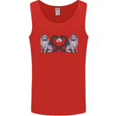 Two Heart Tailed Cats Love Mens Vest Tank Top Red