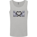 Two Heart Tailed Cats Love Mens Vest Tank Top Sports Grey