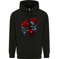 Two Skulls With Roses Gothic Goth Childrens Kids Hoodie Black