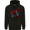 Two Skulls With Roses Gothic Goth Childrens Kids Hoodie Black