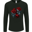 Two Skulls With Roses Gothic Goth Mens Long Sleeve T-Shirt Black