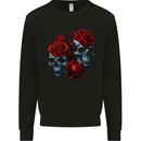 Two Skulls With Roses Gothic Goth Mens Sweatshirt Jumper Black