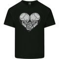 Two Skulls a Heart and Rose Gothic Goth Love Kids T-Shirt Childrens Black