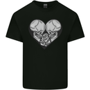 Two Skulls a Heart and Rose Gothic Goth Love Kids T-Shirt Childrens Black