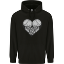 Two Skulls a Heart and Rose Gothic Goth Love Mens 80% Cotton Hoodie Black