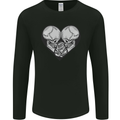 Two Skulls a Heart and Rose Gothic Goth Love Mens Long Sleeve T-Shirt Black