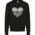 Two Skulls a Heart and Rose Gothic Goth Love Mens Sweatshirt Jumper Black