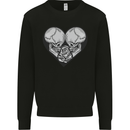 Two Skulls a Heart and Rose Gothic Goth Love Mens Sweatshirt Jumper Black
