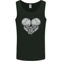 Two Skulls a Heart and Rose Gothic Goth Love Mens Vest Tank Top Black