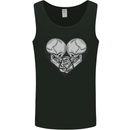 Two Skulls a Heart and Rose Gothic Goth Love Mens Vest Tank Top Black