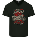 Two Wheels Attitude Biker Motorcycle Motorbike Mens V-Neck Cotton T-Shirt Black