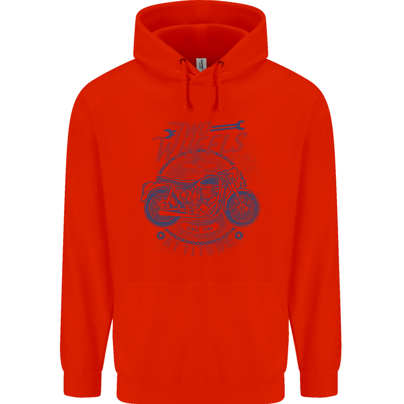 Two Wheels Attitude Motorcycle Biker Motorbike Childrens Kids Hoodie Bright Red