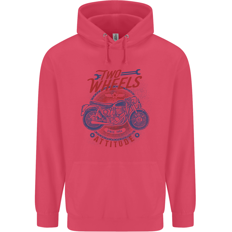 Two Wheels Attitude Motorcycle Biker Motorbike Childrens Kids Hoodie Heliconia