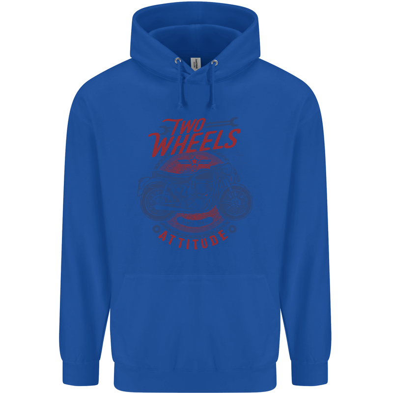 Two Wheels Attitude Motorcycle Biker Motorbike Childrens Kids Hoodie Royal Blue