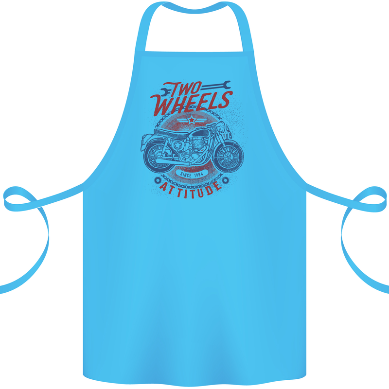 Two Wheels Attitude Motorcycle Biker Motorbike Cotton Apron 100% Organic Turquoise
