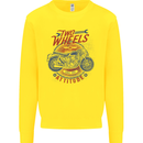 Two Wheels Attitude Motorcycle Biker Motorbike Kids Sweatshirt Jumper Yellow
