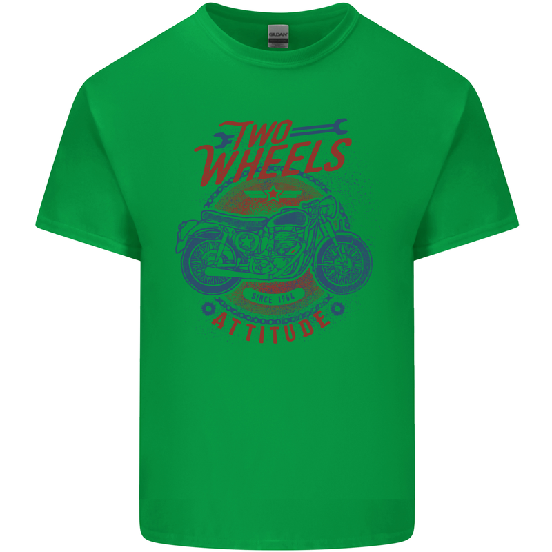 Two Wheels Attitude Motorcycle Biker Motorbike Kids T-Shirt Childrens Irish Green