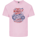 Two Wheels Attitude Motorcycle Biker Motorbike Kids T-Shirt Childrens Light Pink
