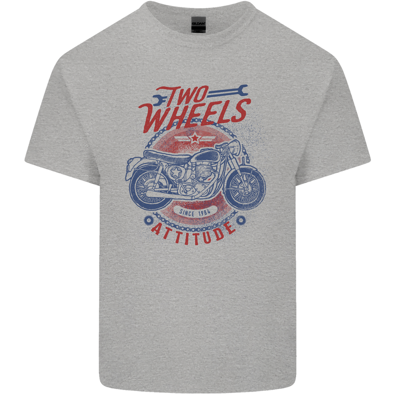 Two Wheels Attitude Motorcycle Biker Motorbike Kids T-Shirt Childrens Sports Grey