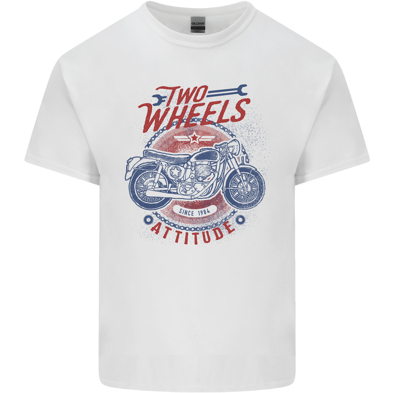 Two Wheels Attitude Motorcycle Biker Motorbike Kids T-Shirt Childrens White