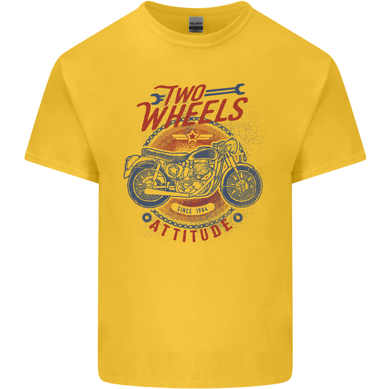 Two Wheels Attitude Motorcycle Biker Motorbike Kids T-Shirt Childrens Yellow