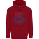 Two Wheels Attitude Motorcycle Biker Motorbike Mens 80% Cotton Hoodie Red